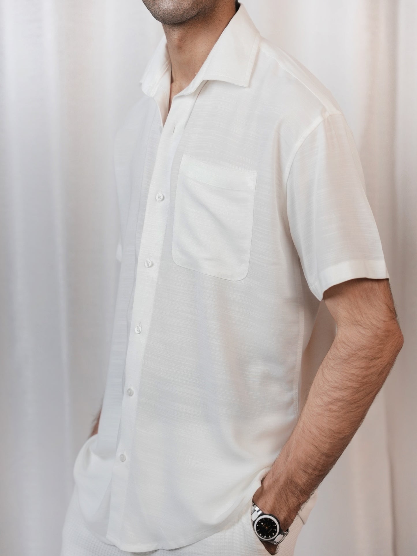 WHITE AIRY LINEN SHIRT