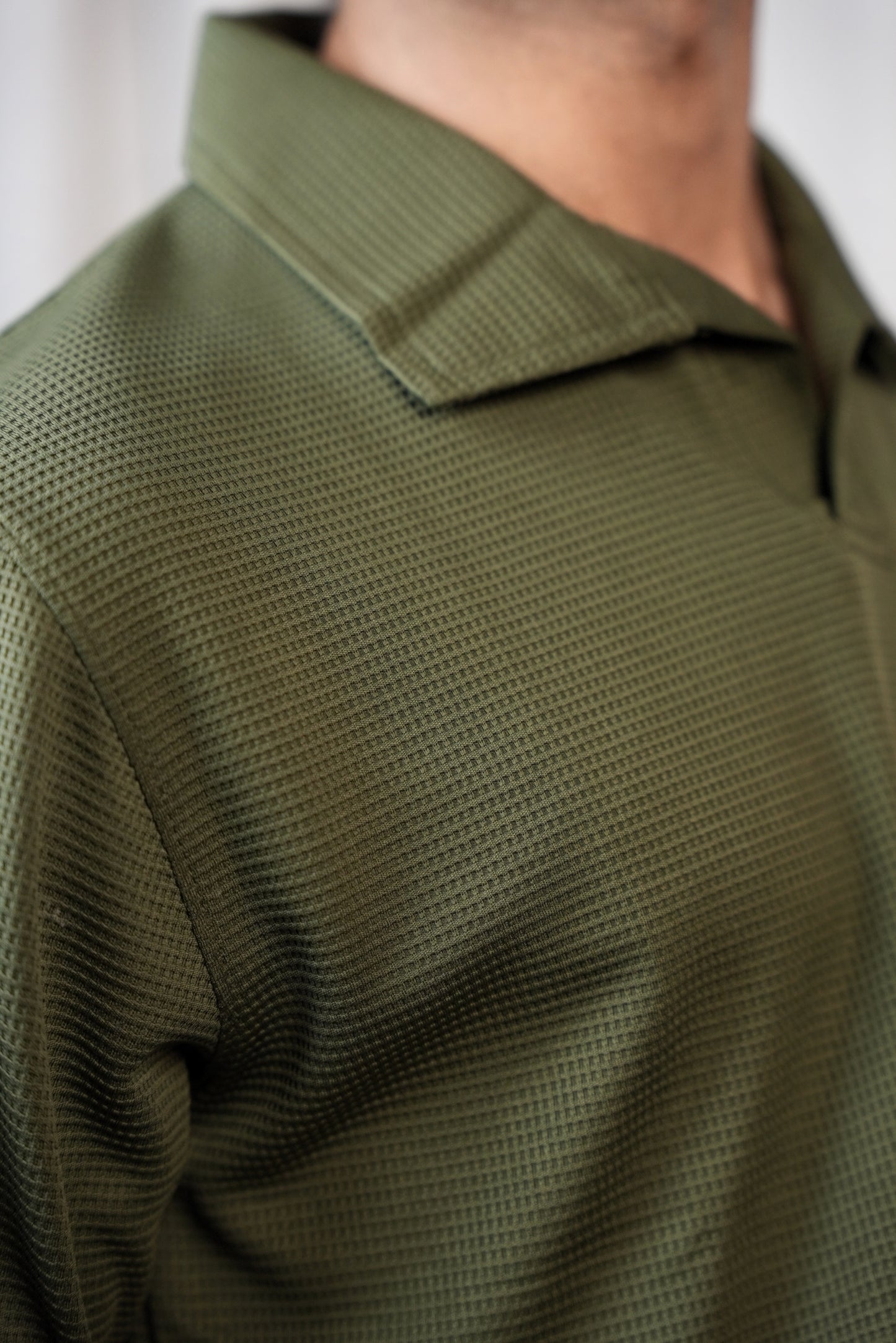 OLIVE WAFFLE KNIT POLO