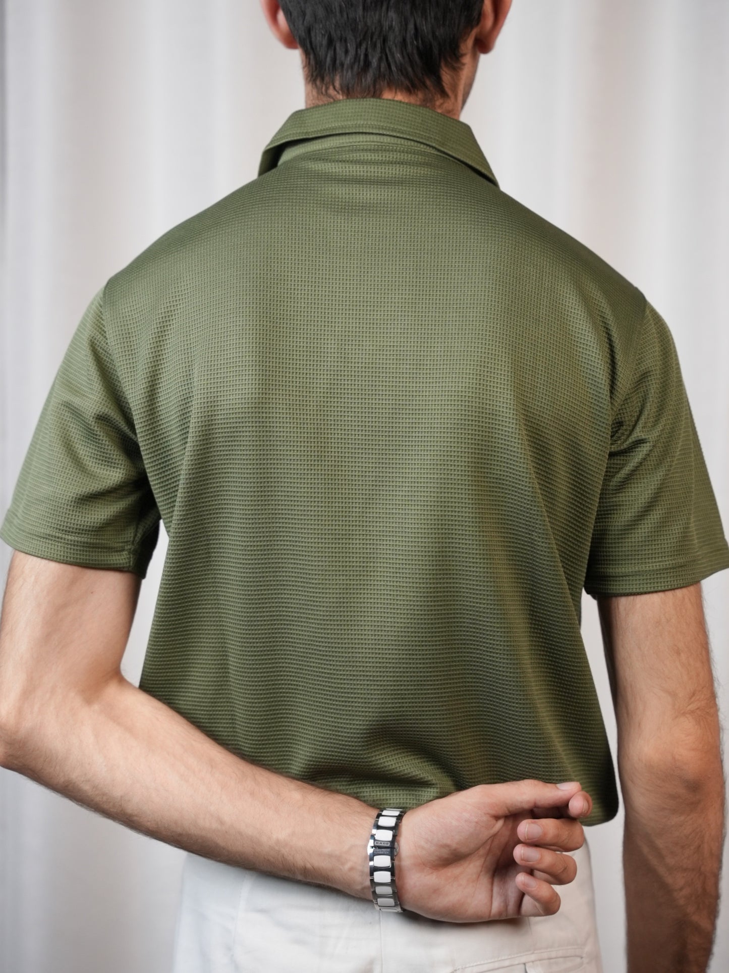 OLIVE WAFFLE KNIT POLO