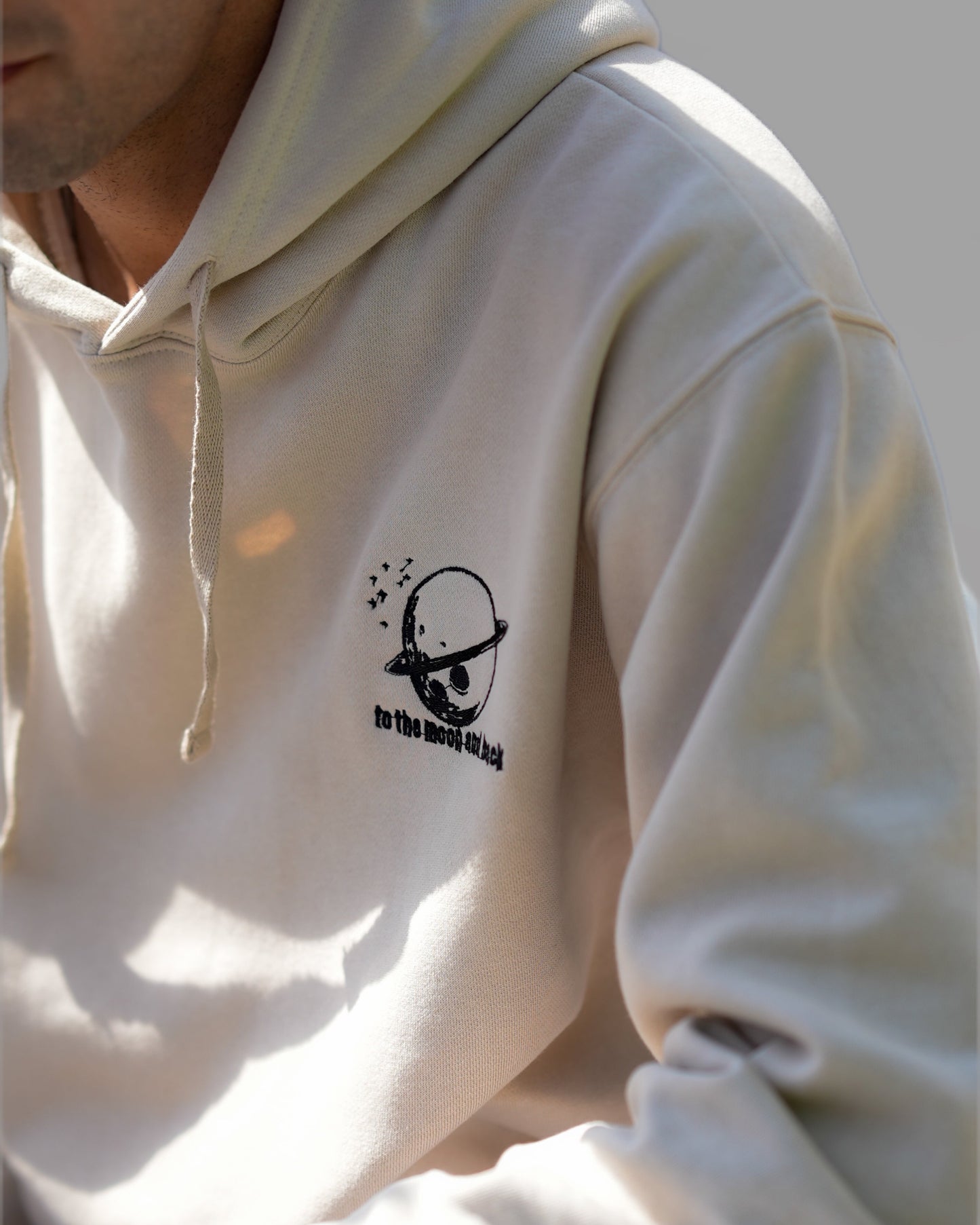 TO THE MOON AND BACK HOODIE | BEIGE