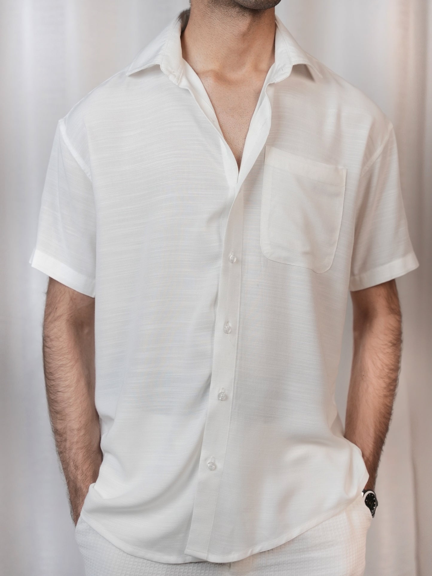 WHITE AIRY LINEN SHIRT