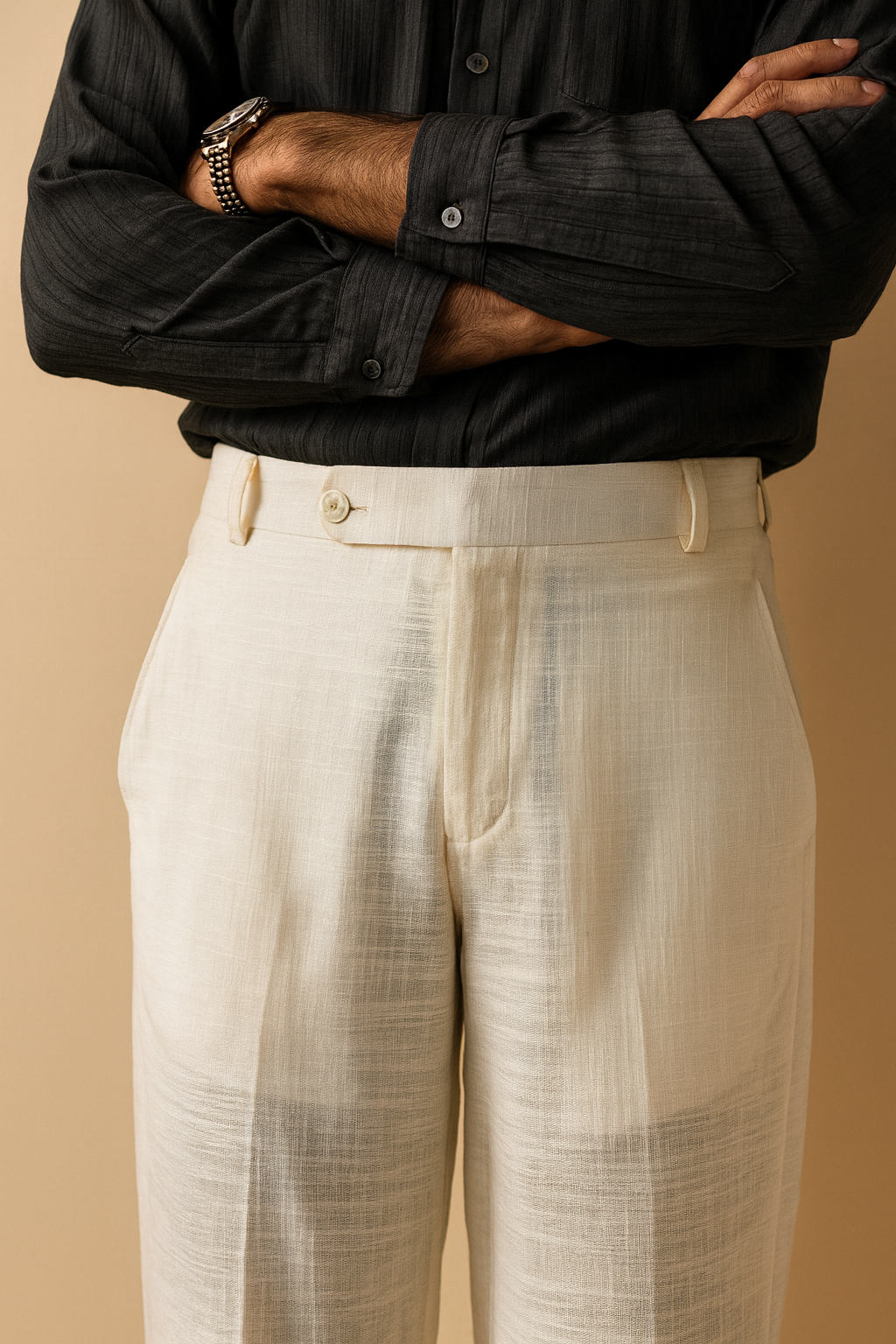 TEXTURED IRISH LINEN TROUSER