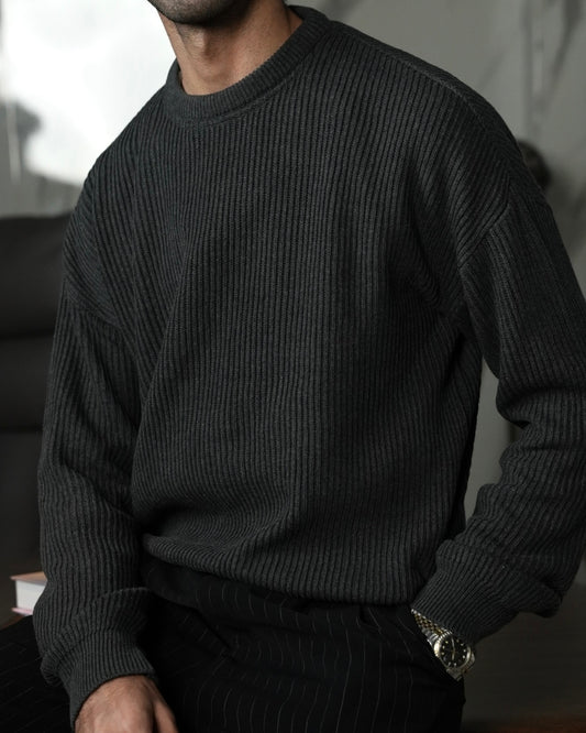 CHARCOAL GREY KNITTED SWEATER