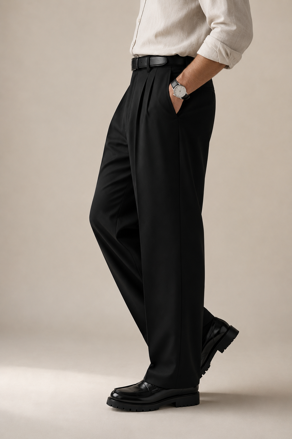 Black Milano Pleated Pant