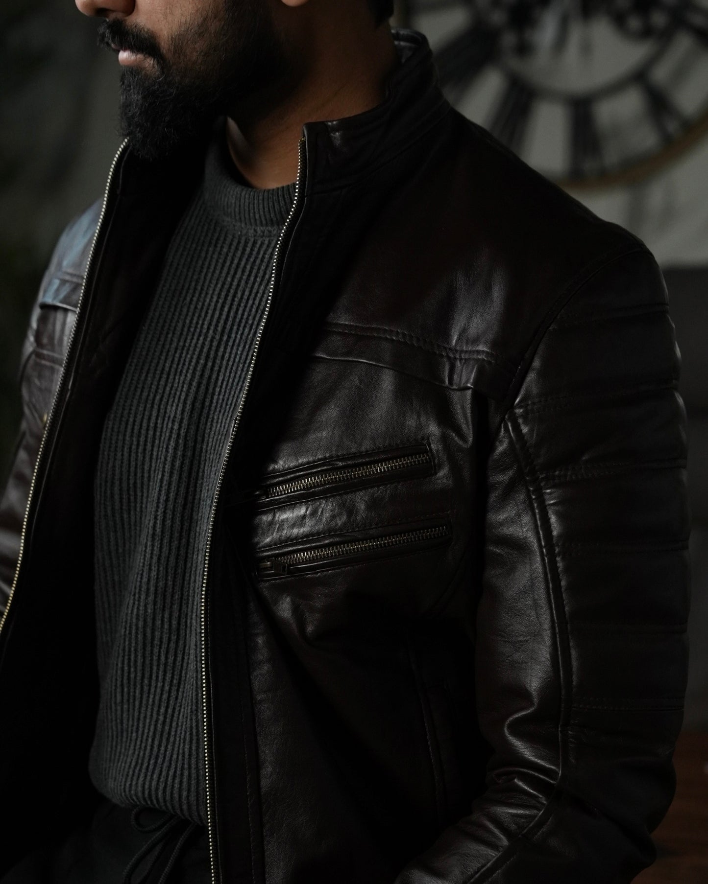 COFFEE BROWN LEATHER JACKET