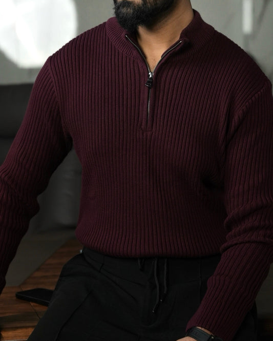 BURGUNDY KNITTED ZIPPER