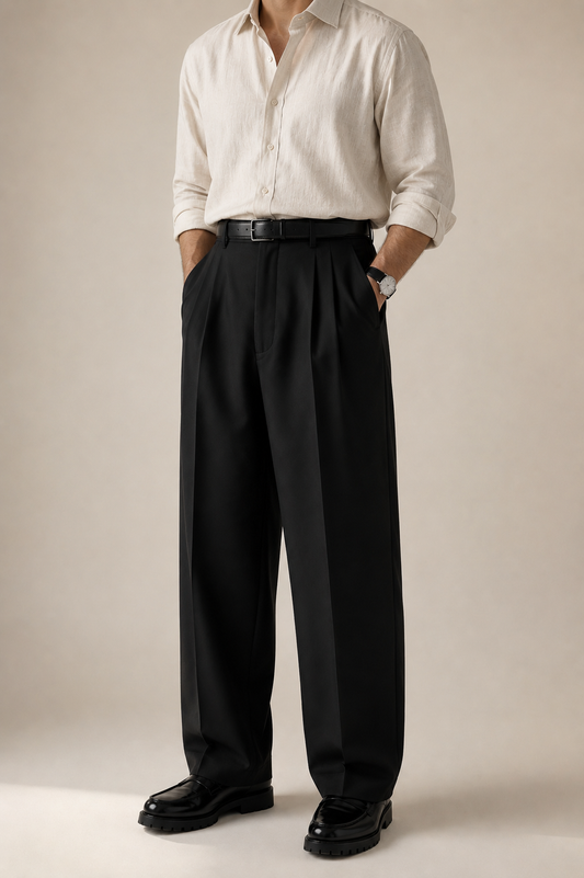 Black Milano Pleated Pant