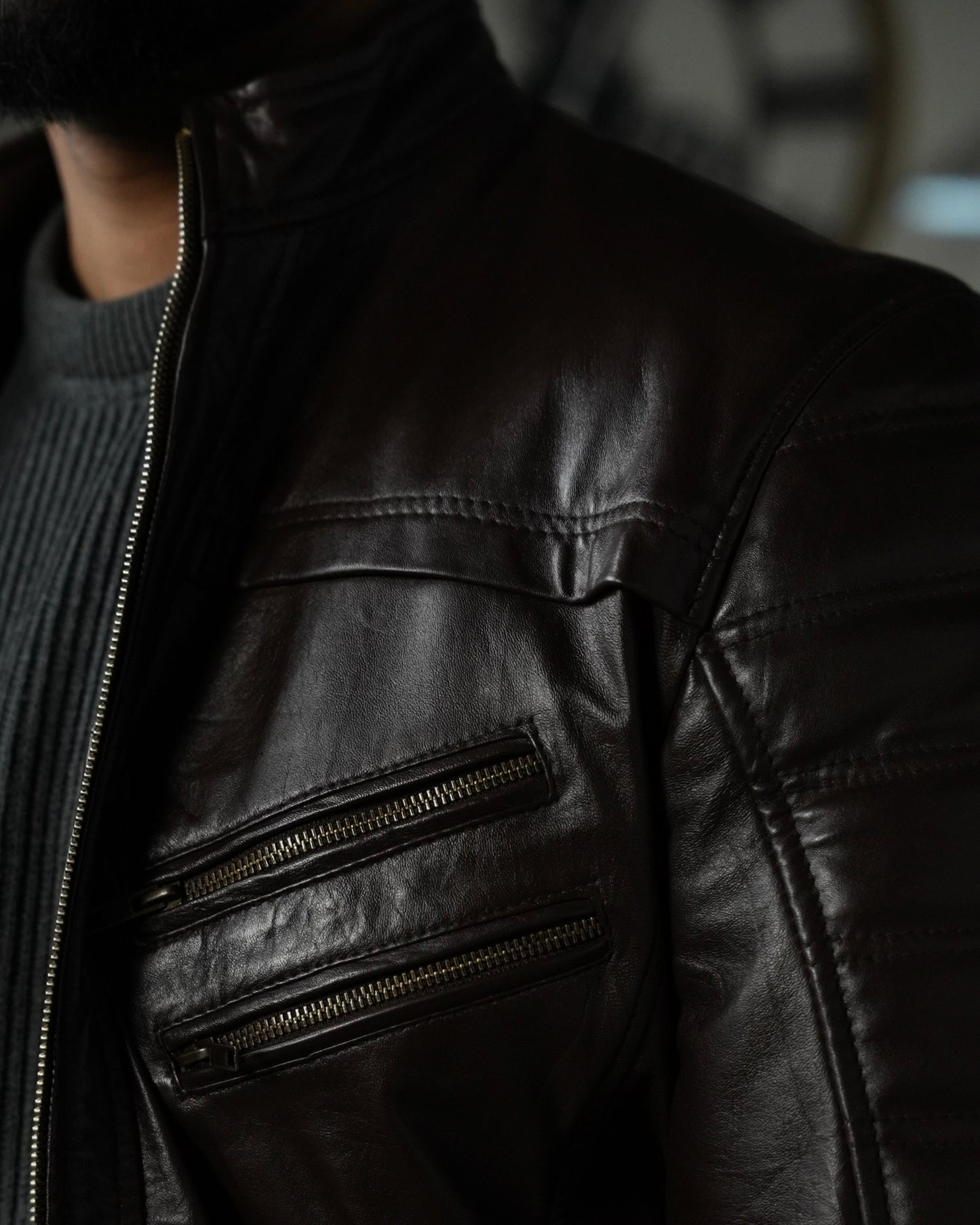 COFFEE BROWN LEATHER JACKET