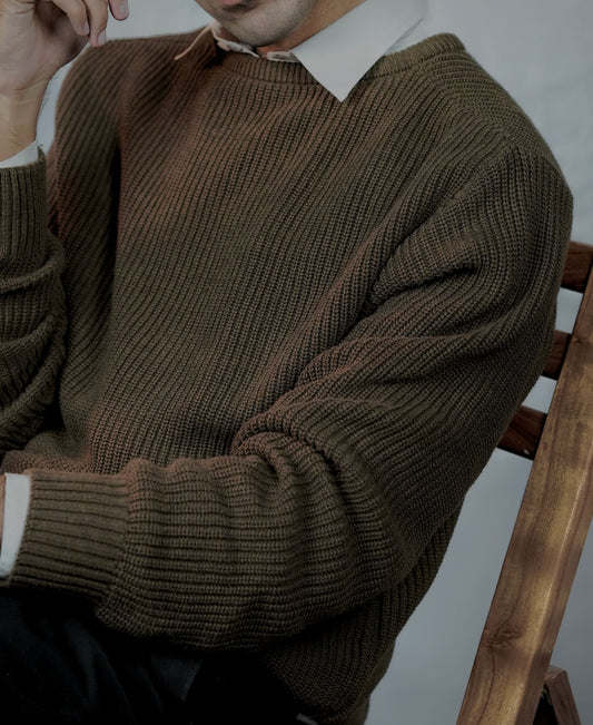 KNITTED SWEATER | MUD BROWN