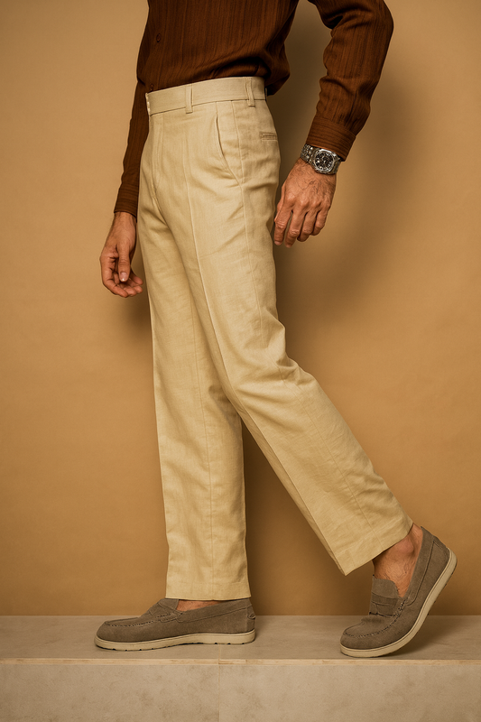 BEIGE IRISH LINEN TROUSER