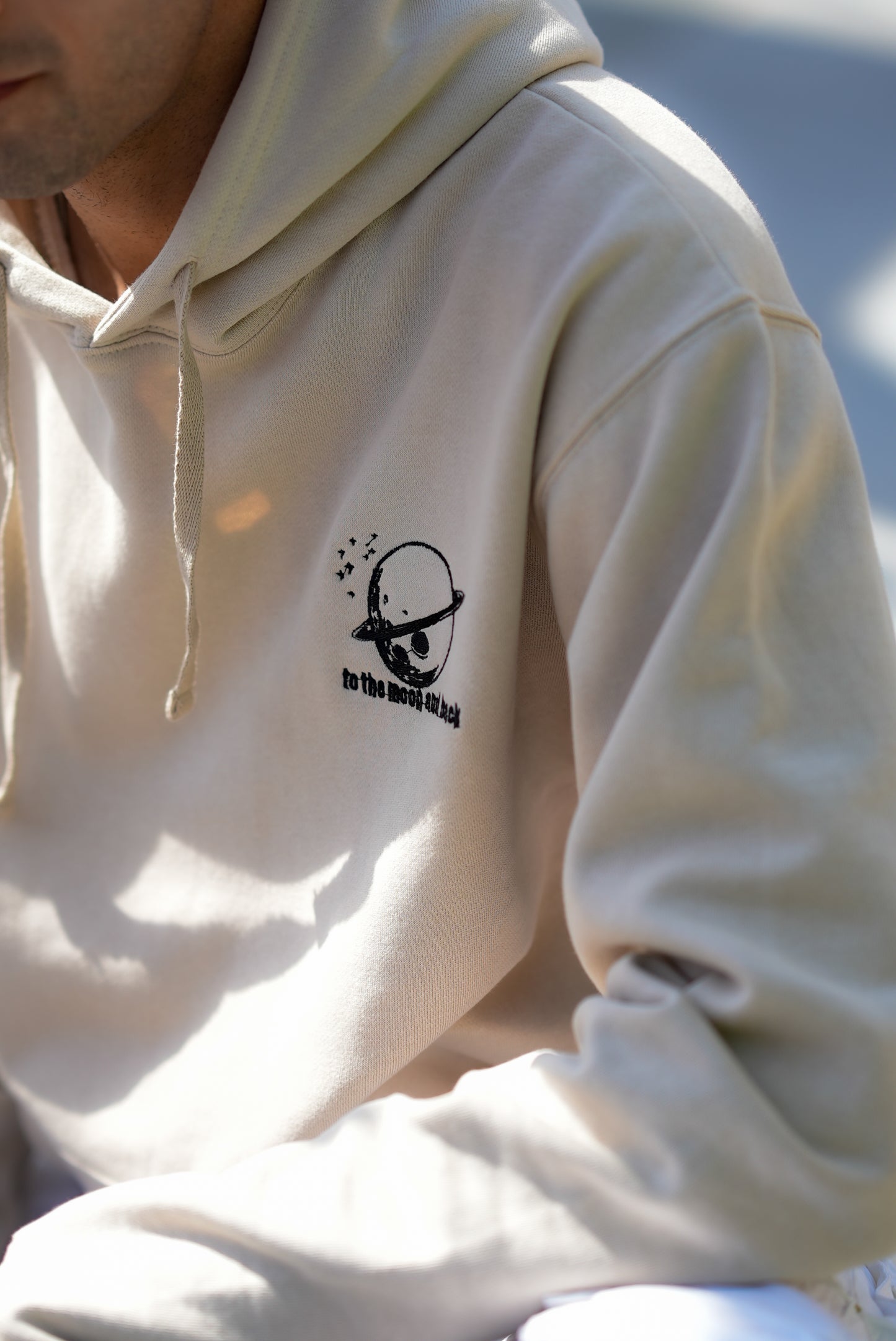 TO THE MOON AND BACK HOODIE | BEIGE