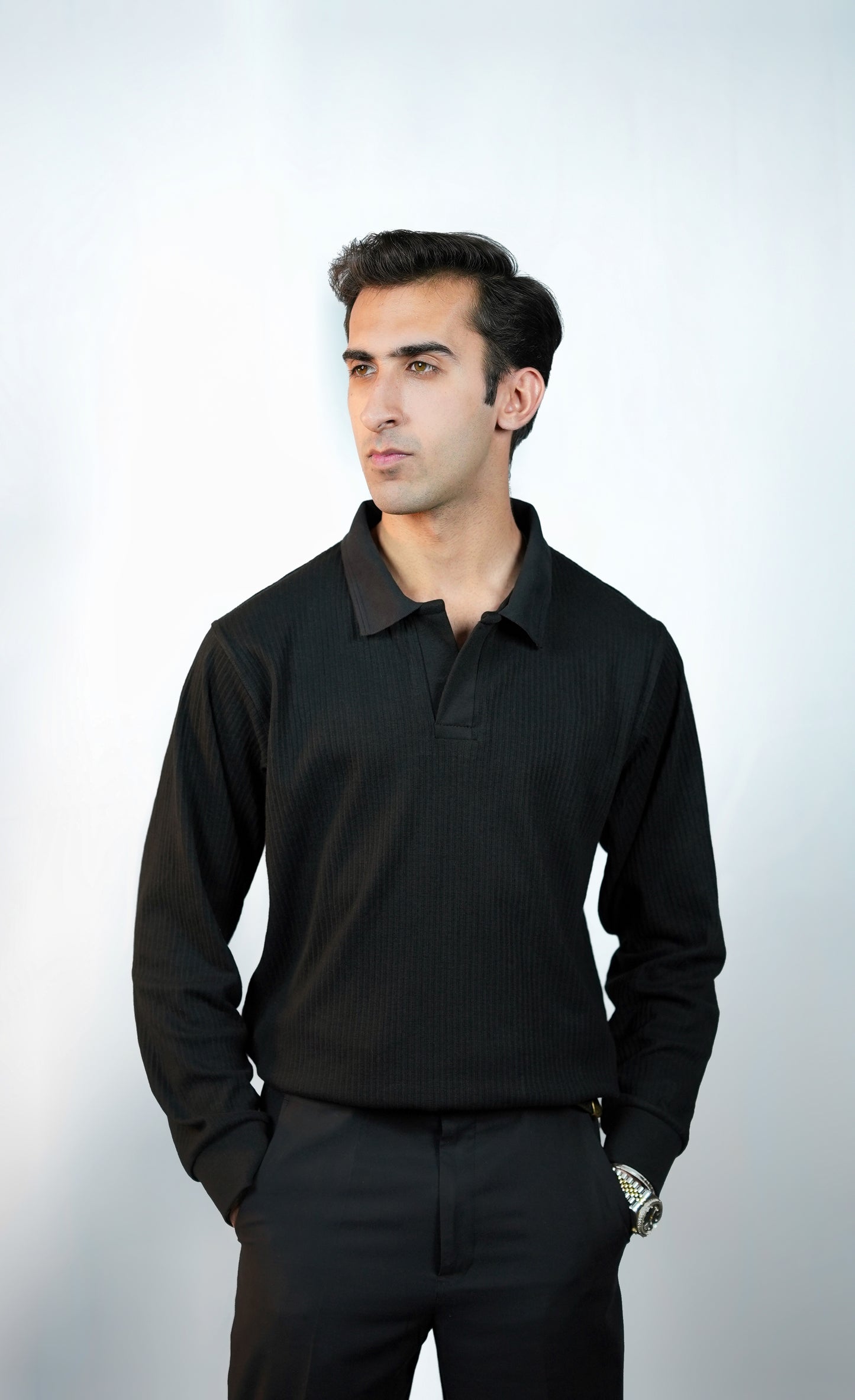 TEXTURED POLO | BLACK